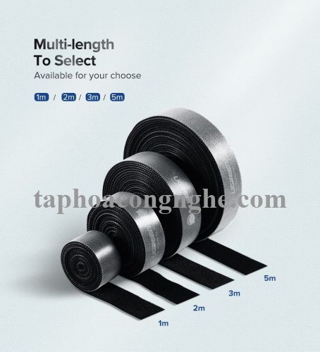 Ugreen 70111 3M cỡ 15mm băng dán Velcro màu đen ngang 1.5cm LP124 30070111